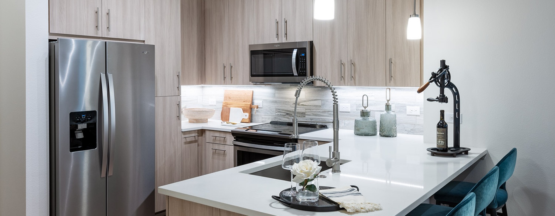 kitchen with wood cabinets